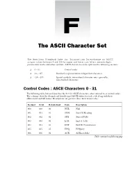 The ASCII Character Set