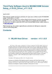 Third Party Software Used in WUSB6100M Version Setup V1.0.0.8 Driver V11.1.0.X
