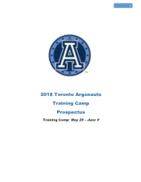 2018 Toronto Argonauts Training Camp Prospectus