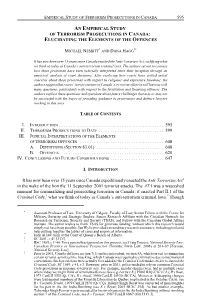 595 an Empirical Study of Terrorism Prosecutions in Canada