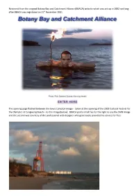Retrieved from the Original Botany Bay and Catchment Alliance (BBACA) Website Which Was Set up in 2002 Not Long After BBACA Was Registered on 21St November 2001