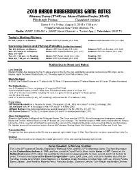 Rubberducks Game Notes 080318