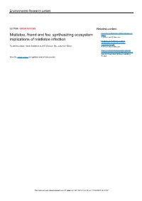 Synthesizing Ecosystem Implications of Mistletoe Infection