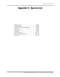 Appendix C: Species List