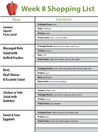 Basic Share Week 8 Shopping List