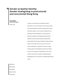 Gender As Spatial Identity Gender Strategizing in Postcolonial and Neocolonial Hong Kong