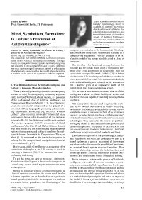 Is Leibniz a Precursor of Artificial Intelligence?