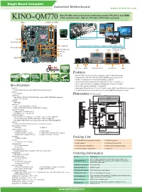 KINO-QM770 LVDS, Dual Pcie Gbe, USB 3.0, Pcie Mini, SATA 6Gb/S and Audio Smbus 2 X DDR3 SO-DIMM