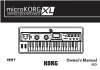 Microkorg XL Owner's Manual