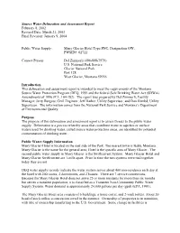 Source Water Delineation and Assessment Report February 8, 2002 Revised Date: March 21, 2003 Final Revision: January 9, 2004