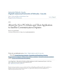 About the New PCA Rules and Their Application to Satellite Communication Disputes Frans G