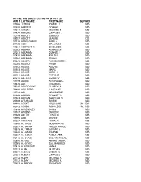 Active Ame Directory As of 24 Oct 2011 Ame Number Last