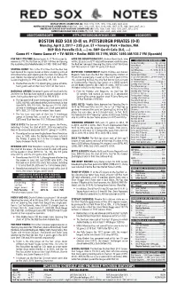 BOSTON RED SOX (0-0) Vs