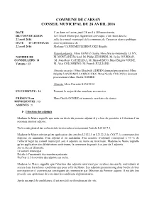 Commune De Carsan Conseil Municipal Du 28 Avril 2016