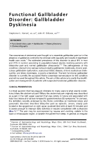 Functional Gallbladder Disorder: Gallbladder Dyskinesia