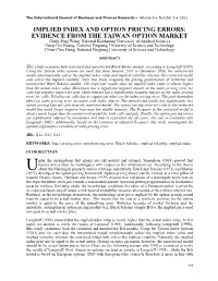 Implied Index and Option Pricing Errors: Evidence from the Taiwan Option Market
