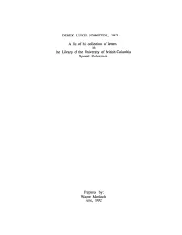 Johnston, Derek Lukin, 1913- , Collector