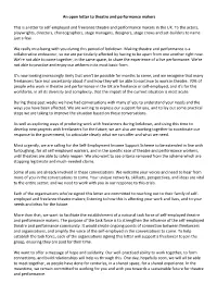 Open Letter to Theatre and Performance Makers