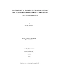 The Obligation of the Christian Faithful to Maintain