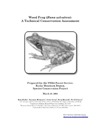 Wood Frog (Rana Sylvatica): a Technical Conservation Assessment