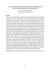 1 a Comparative Analysis of Strengths and Weaknesses of Corporate