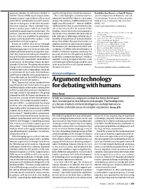 Argument Technology for Debating with Humans