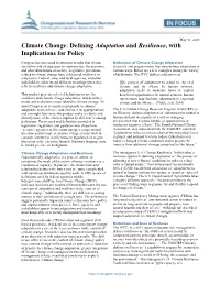 Climate Change: Defining Adaptation and Resilience, with Implications for Policy
