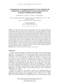 Comparison of Spider Diversity in Two Temperate Forests - 693