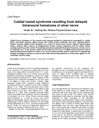 Cubital Tunnel Syndrome Resulting from Delayed Intraneural Hematoma of Ulnar Nerve