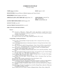CURRICULUM VITAE University of Idaho
