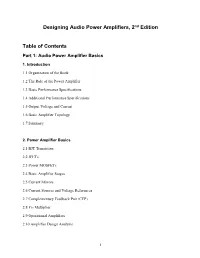 Designing Audio Power Amplifiers, 2Nd Edition Table of Contents