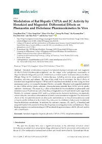 Modulation of Rat Hepatic CYP1A and 2C Activity by Honokiol and Magnolol: Differential Effects on Phenacetin and Diclofenac Pharmacokinetics in Vivo