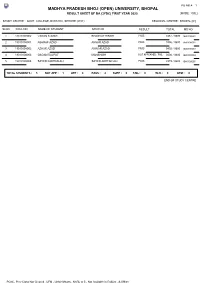 Result Sheet of Ba (3Ydc) First Year 2020 [Mode : Odl]
