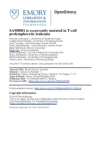 SAMHD1 Is Recurrently Mutated in T-Cell Prolymphocytic Leukemia