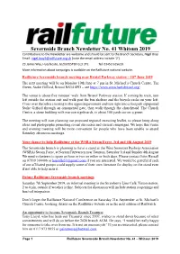 Severnside Branch Newsletter No. 41 Whitsun 2019 Contributions to the Newsletter Are Welcome and Should Be Sent to the Branch Secretary, Nigel Bray