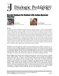Socratic Seminars for Students with Autism Spectrum Disorders