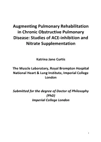 Studies of ACE-Inhibition and Nitrate Supplementation