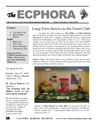 The ECPHORA the Newsletter of the Calvert Marine Museum Fossil Club Volume 24  Number 1 March 2009