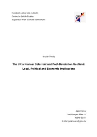 The UK's Nuclear Deterrent and Post-Devolution Scotland