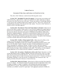 Uniform Trust Act Statement of Policy Issues and Sections to Be Read