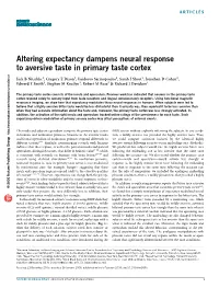 Altering Expectancy Dampens Neural Response to Aversive Taste in Primary Taste Cortex