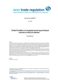 An Investigation Into the Impact of Financial Investment on Coffee Price Behaviour