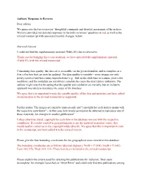 Authors' Response to Reviews Dear Editors, We Appreciate the Two
