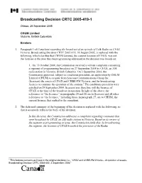 Broadcasting Decision CRTC 2005-419-1
