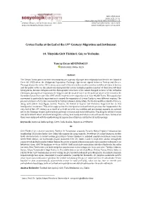 Cretan Turks at the End of the 19Th Century: Migration and Settlement