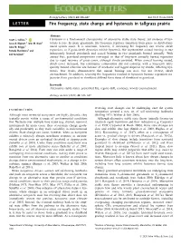 Fire Frequency, State Change and Hysteresis in Tallgrass Prairie