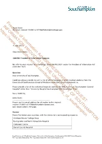Freedom of Information Act 2000|RESPONSE to REQUEST