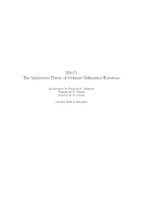 MA371 the Qualitative Theory of Ordinary Differential Equations