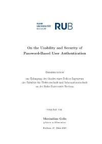 On the Usability and Security of Password-Based User Authentication