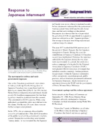 Response to Japanese Internment Historic Injustices and Redress in Canada